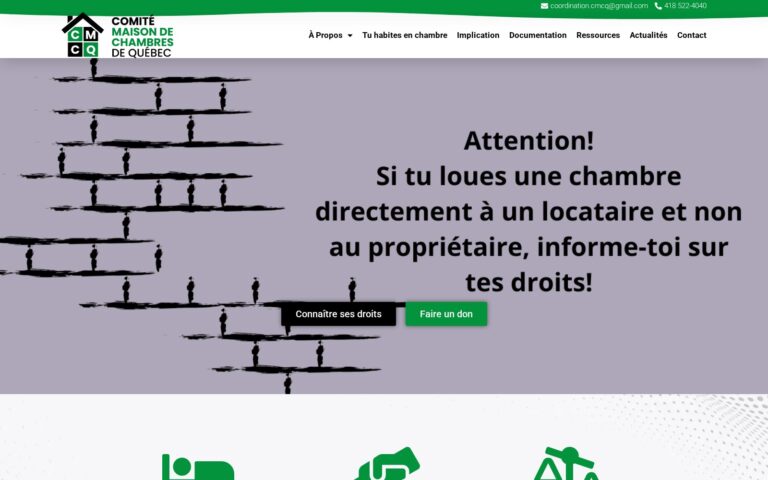 Capture d’écran du site Comité Maison de chambres de Québec