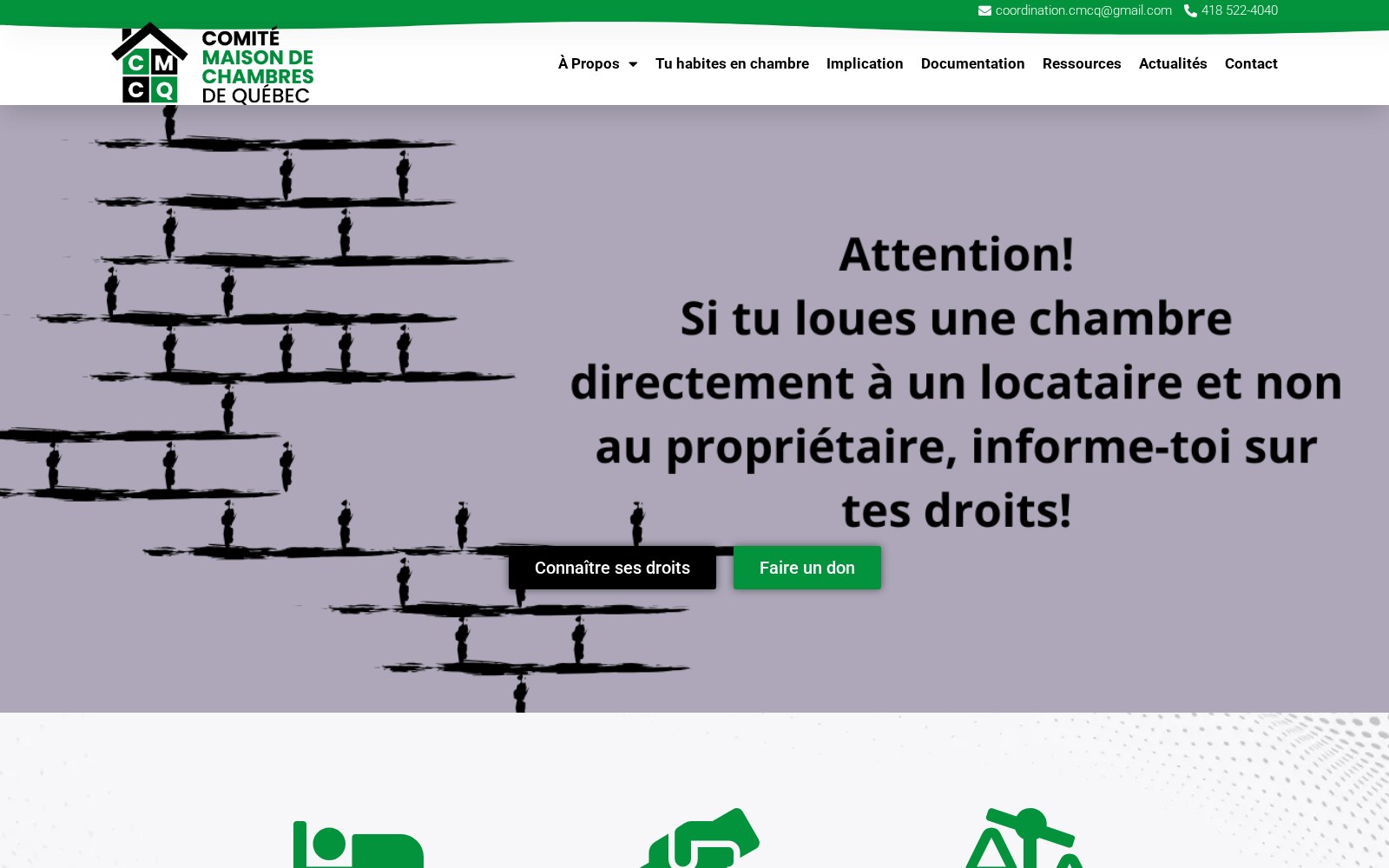 Capture d’écran du site Comité Maison de chambres de Québec