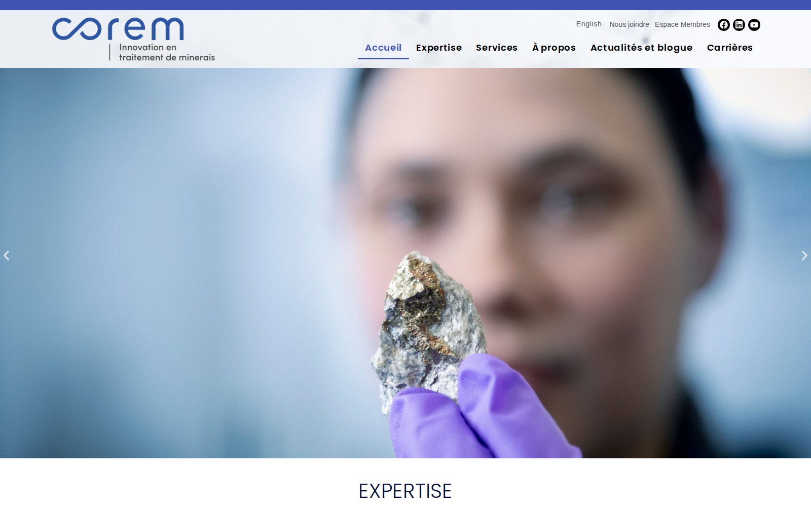 Capture d’écran du site Corem
