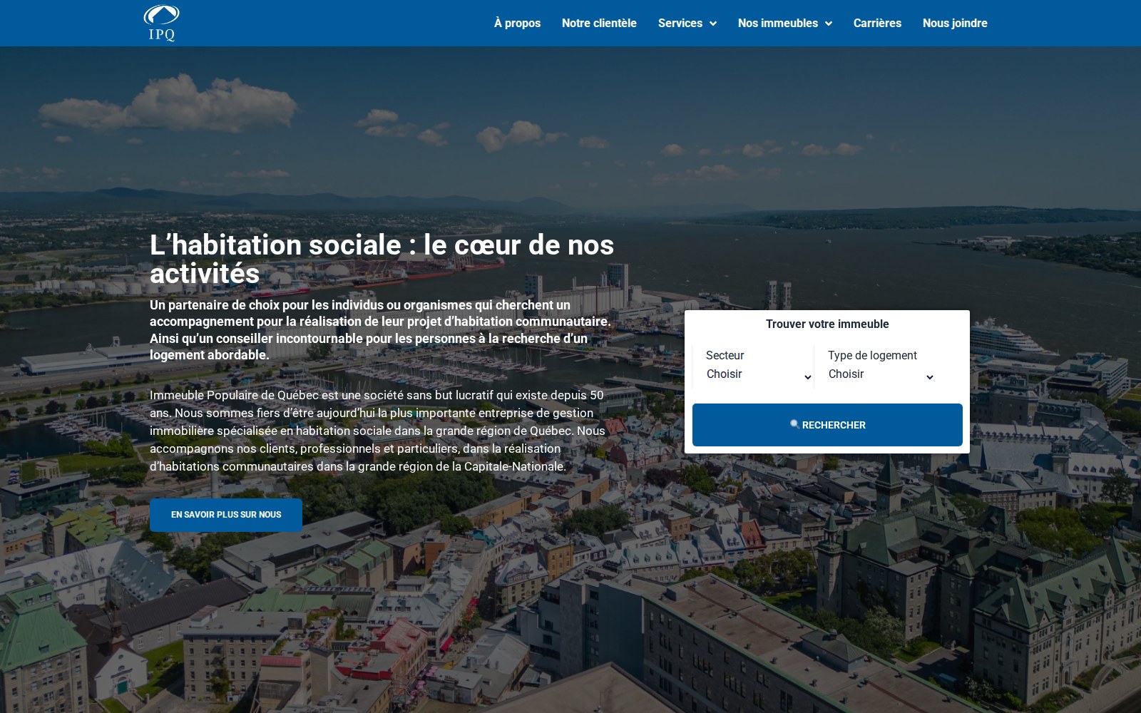 Capture d’écran du site Immeuble Populaire de Québec