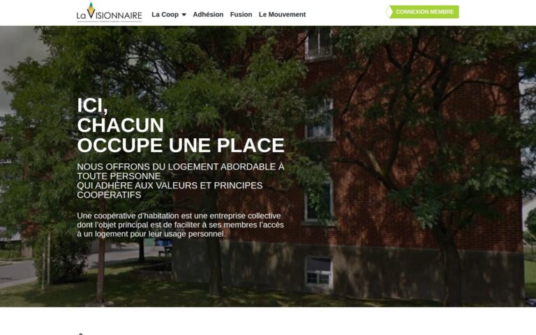 Capture d’écran du site Coopérative d'habitation la Visionnaire