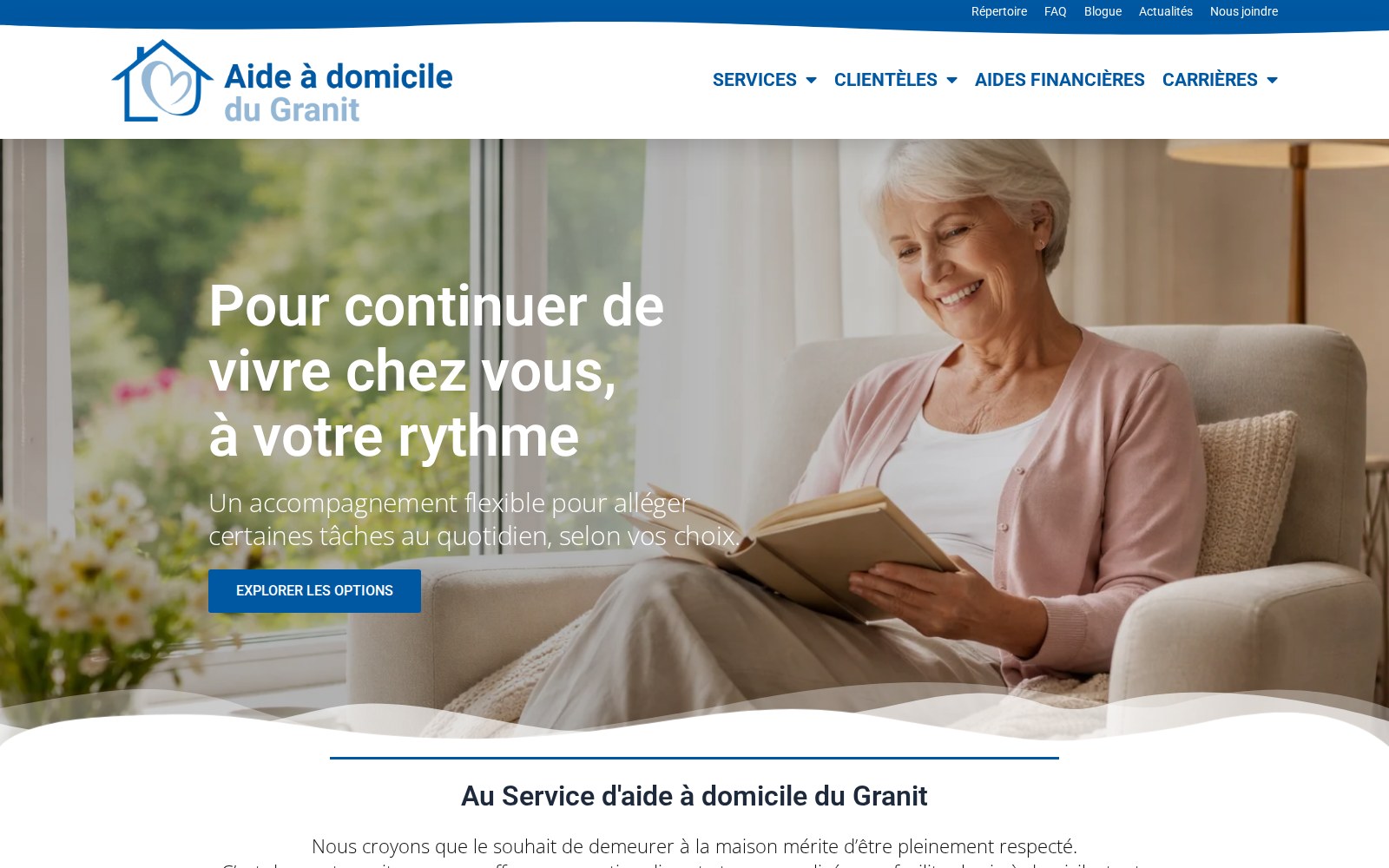 Capture d’écran du site Service d'aide à domicile du Granit